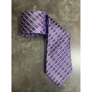 Pronto Uomo Men's 100% Silk Necktie Purple Plaid Formal Business Accessory